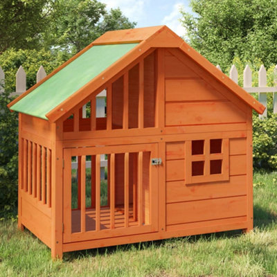 Berkfield Dog Kennel Brown 96x60.5x87 cm Solid Wood Pine Price Comparisons | Compare The Build