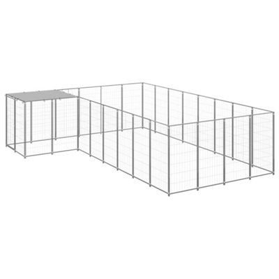 Berkfield Dog Kennel Silver 10.89 m2 Steel