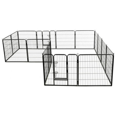 Berkfield Dog Playpen 16 Panels Steel 80x80 cm Black