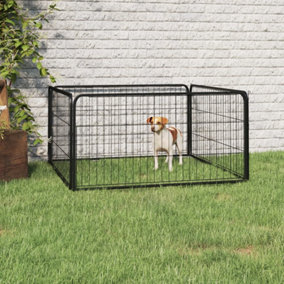 Berkfield Dog Playpen 4 Panels Black 100x50 cm Powder-coated Steel