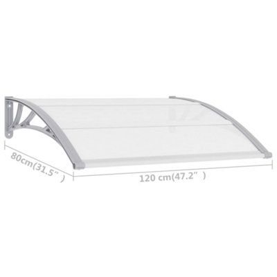 Berkfield Door Canopy Grey and Transparent 120x80 cm PC