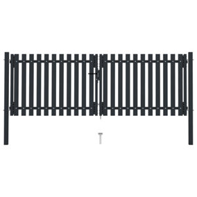 Berkfield Double Door Fence Gate Steel 306x125 cm Anthracite