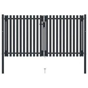 Berkfield Double Door Fence Gate Steel 306x200 cm Anthracite