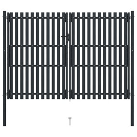 Berkfield Double Door Fence Gate Steel 306x250 cm Anthracite