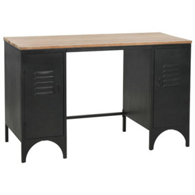 Berkfield Double Pedestal Desk Solid Firwood and Steel 120x50x76 cm