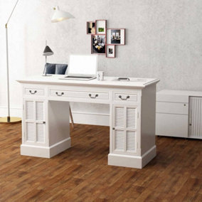 Berkfield Double Pedestal Desk White 140x48x80 cm