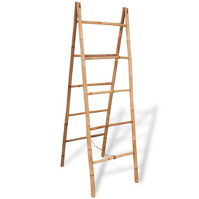 Berkfield Double Towel Ladder with 5 Rungs Bamboo 50x160 cm