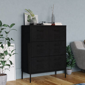 Berkfield Drawer Cabinet Black 80x35x101.5 cm Steel