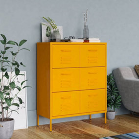 Berkfield Drawer Cabinet Mustard Yellow 80x35x101.5 cm Steel