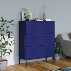 Berkfield Drawer Cabinet Navy Blue 80x35x101.5 cm Steel