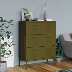 Berkfield Drawer Cabinet Olive Green 80x35x101.5 cm Steel