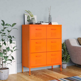Berkfield Drawer Cabinet Orange 80x35x101.5 cm Steel
