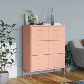 Berkfield Drawer Cabinet Pink 80x35x101.5 cm Steel