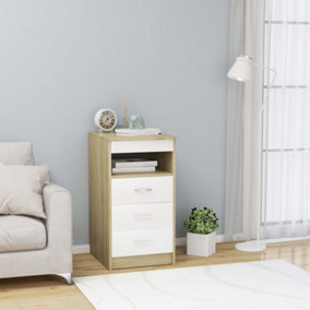 Berkfield Drawer Cabinet White and Sonoma Oak 40x50x76 cm Engineered Wood