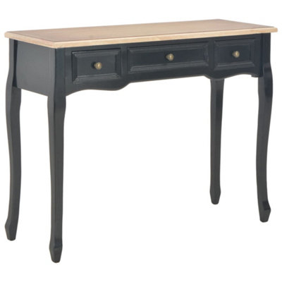 Berkfield Dressing Console Table with 3 Drawers Black