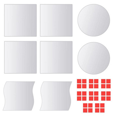 Berkfield 24 pcs Mirror Tiles Square Glass