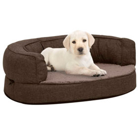 Berkfield Ergonomic Dog Bed Mattress 60x42 cm Linen Look Fleece Brown
