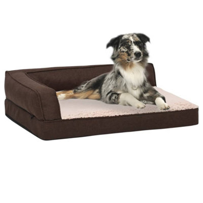 Berkfield Ergonomic Dog Bed Mattress 60x42 cm Linen Look Fleece Brown Price Comparisons | Compare The Build