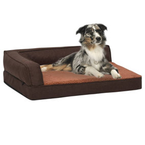 Berkfield Ergonomic Dog Bed Mattress 60x42 cm Linen Look Fleece Brown