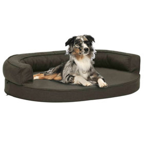 Berkfield Ergonomic Dog Bed Mattress 75x53 cm Linen Look Dark Grey
