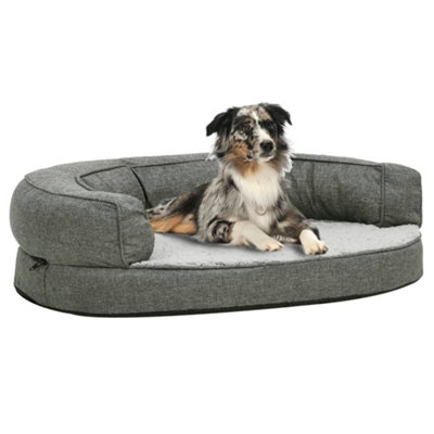 Berkfield Ergonomic Dog Bed Mattress 75x53 cm Linen Look Fleece Grey Price Comparisons | Compare The Build
