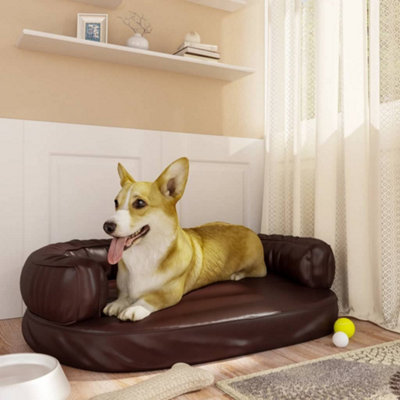 Berkfield Ergonomic Foam Dog Bed Brown 75x53 cm Faux Leather Price Comparisons | Compare The Build