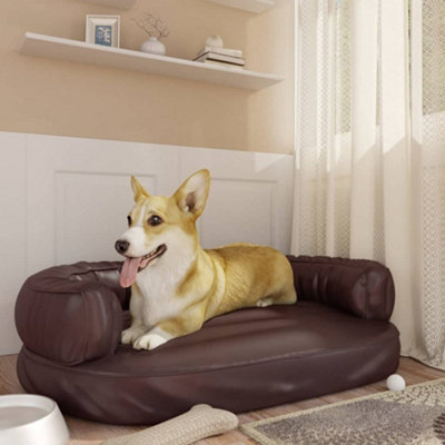 Berkfield Ergonomic Foam Dog Bed Brown 88x65 cm Faux Leather Price Comparisons | Compare The Build