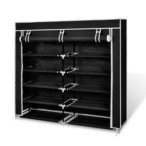 Berkfield Fabric Shoe Cabinet with Cover 115 x 28 x 110 cm Black