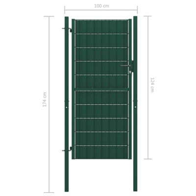 Berkfield Fence Gate PVC and Steel 100x124 cm Green