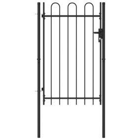 Berkfield Fence Gate Single Door with Arched Top Steel 1x1.5 m Black