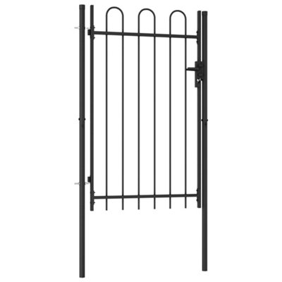 Berkfield Fence Gate Single Door with Arched Top Steel 1x1.5 m Black