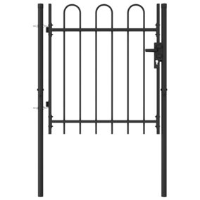 Berkfield Fence Gate Single Door with Arched Top Steel 1x1 m Black
