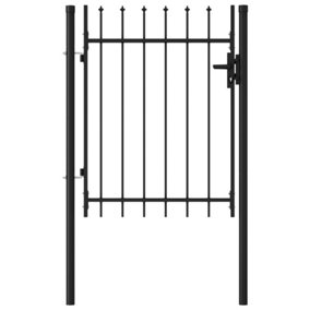 Berkfield Fence Gate Single Door with Spike Top Steel 1x1.2 m Black