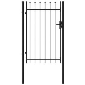 Berkfield Fence Gate Single Door with Spike Top Steel 1x1.5 m Black