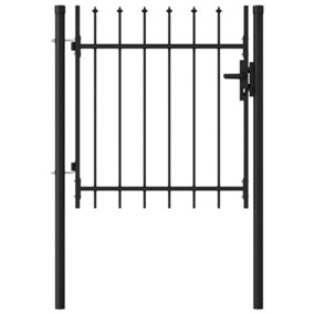 Berkfield Fence Gate Single Door with Spike Top Steel 1x1 m Black