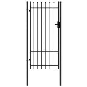 Berkfield Fence Gate Single Door with Spike Top Steel 1x2 m Black