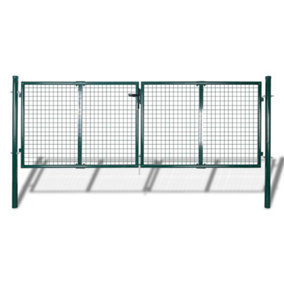 Berkfield Fence Gate Steel 306x150 cm Green