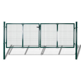 Berkfield Fence Gate Steel 306x175 cm Green