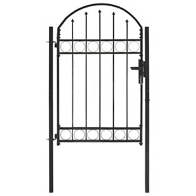 Berkfield Fence Gate with Arched Top Steel 100x150 cm Black