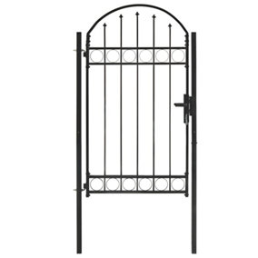 Berkfield Fence Gate with Arched Top Steel 100x175 cm Black