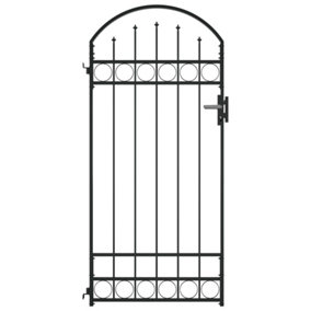 Berkfield Fence Gate with Arched Top Steel 89x200 cm Black