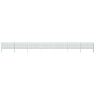Berkfield Fence Panel with Posts Iron 11.9x0.8 m Green