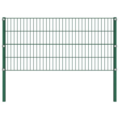 Berkfield Fence Panel with Posts Iron 11.9x0.8 m Green