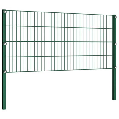 Berkfield Fence Panel with Posts Iron 11.9x0.8 m Green