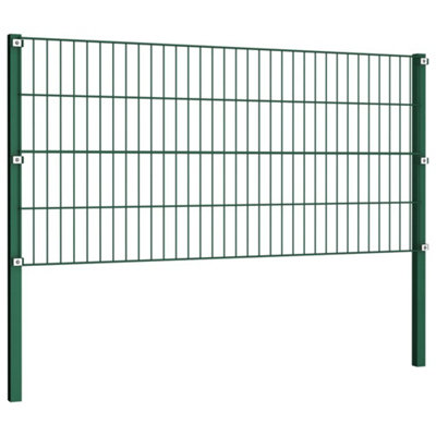 Berkfield Fence Panel with Posts Iron 17x0.8 m Green
