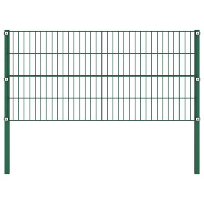 Berkfield Fence Panel with Posts Iron 8.5x0.8 m Green