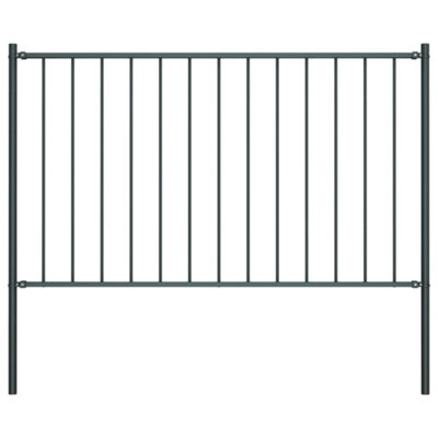 Berkfield Fence Panel with Posts Powder-coated Steel 1.7x0.75 m Anthracite