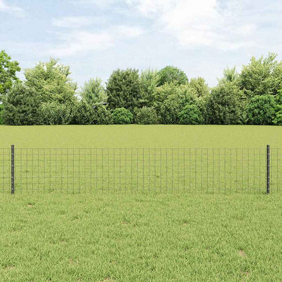 Berkfield Fence Posts 22 pcs Grey Metal