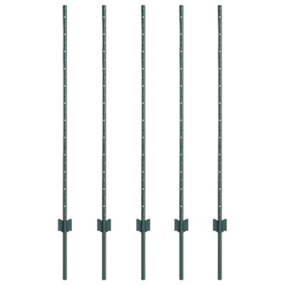 Berkfield Fence Posts Height Adjustable 10 pcs Green 120 cm Steel