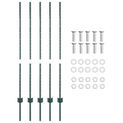 Berkfield Fence Posts Height Adjustable 10 pcs Green 120 cm Steel